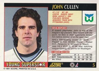 1991-92 Score Young Superstars #5 John Cullen Back