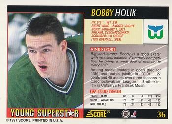 1991-92 Score Young Superstars #36 Bobby Holik Back