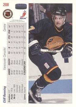 1991-92 Upper Deck French #208 Cliff Ronning Back
