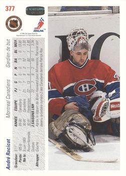 1991-92 Upper Deck French #377 Andre Racicot Back
