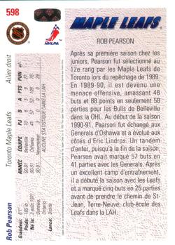 1991-92 Upper Deck French #598 Rob Pearson Back