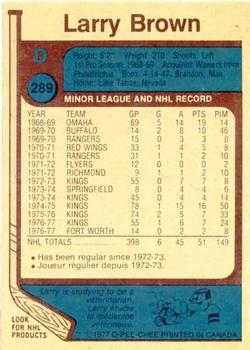 1977-78 O-Pee-Chee #289 Larry Brown Back