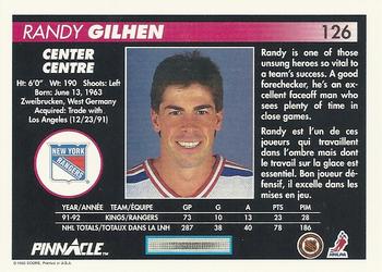 1992-93 Pinnacle Canadian #126 Randy Gilhen Back