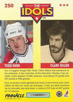 1992-93 Pinnacle Canadian #250 Todd Ewen / Clark Gillies Back