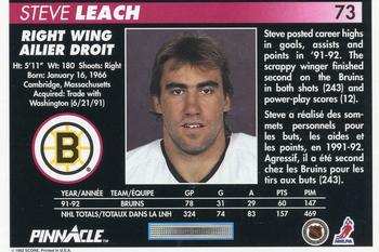 1992-93 Pinnacle Canadian #73 Steve Leach Back
