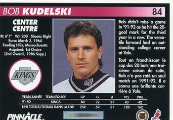 1992-93 Pinnacle Canadian #84 Bob Kudelski Back