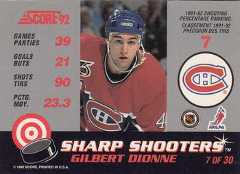 1992-93 Score Canadian - Sharp Shooters #7 Gilbert Dionne Back