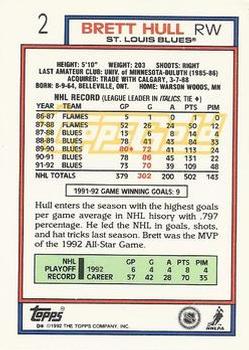 1992-93 Topps - Gold #2 Brett Hull Back