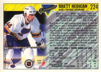 1993-94 O-Pee-Chee Premier - Gold #224 Bret Hedican Back