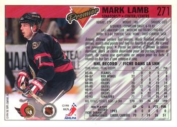 1993-94 O-Pee-Chee Premier - Gold #271 Mark Lamb Back