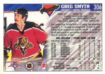1993-94 O-Pee-Chee Premier - Gold #306 Greg Smyth Back