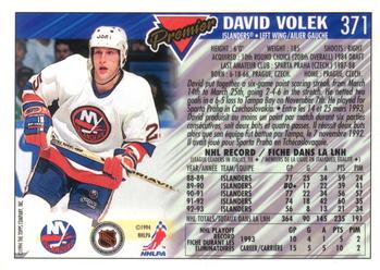 1993-94 O-Pee-Chee Premier - Gold #371 David Volek Back