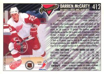 1993-94 O-Pee-Chee Premier - Gold #412 Darren McCarty Back