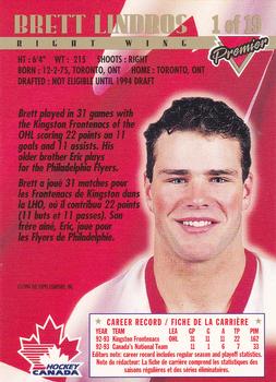 1993-94 O-Pee-Chee Premier - Team Canada #1 Brett Lindros Back