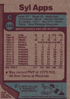 1977-78 Topps #248 Syl Apps Back