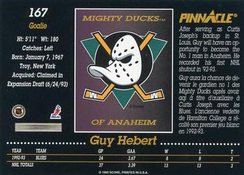 1993-94 Pinnacle Canadian #167 Guy Hebert Back