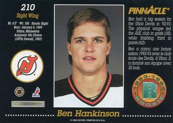 1993-94 Pinnacle Canadian #210 Ben Hankinson Back