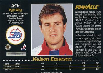 1993-94 Pinnacle Canadian #245 Nelson Emerson Back
