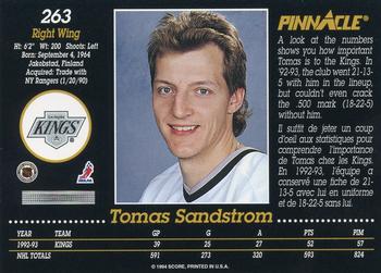 1993-94 Pinnacle Canadian #263 Tomas Sandstrom Back