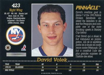 1993-94 Pinnacle Canadian #423 David Volek Back