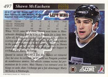 1993-94 Score Canadian - Gold Rush #497 Shawn McEachern Back
