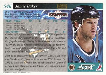 1993-94 Score Canadian - Gold Rush #546 Jamie Baker Back