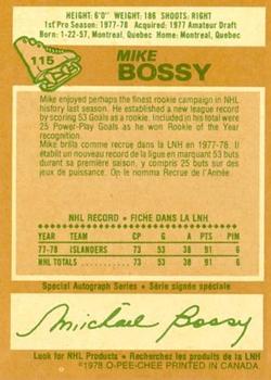 1978-79 O-Pee-Chee #115 Mike Bossy Back
