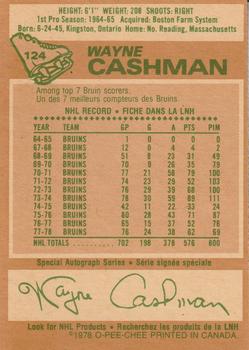 1978-79 O-Pee-Chee #124 Wayne Cashman Back