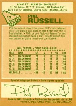 1978-79 O-Pee-Chee #12 Phil Russell Back