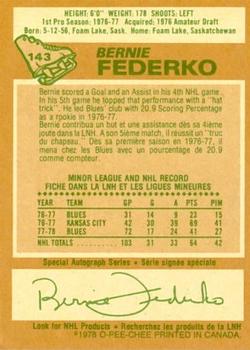 1978-79 O-Pee-Chee #143 Bernie Federko Back
