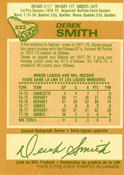1978-79 O-Pee-Chee #222 Derek Smith Back