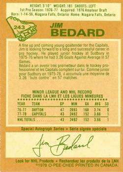 1978-79 O-Pee-Chee #243 Jim Bedard Back