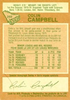 1978-79 O-Pee-Chee #269 Colin Campbell Back