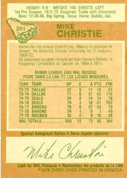 1978-79 O-Pee-Chee #291 Mike Christie Back