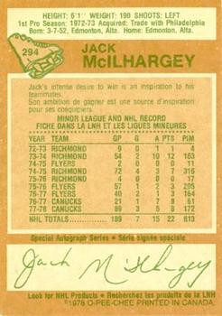 1978-79 O-Pee-Chee #294 Jack McIlhargey Back