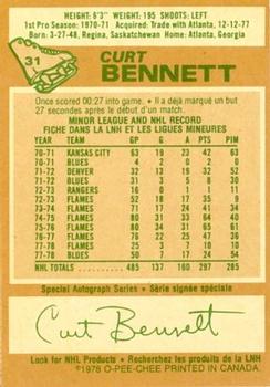 1978-79 O-Pee-Chee #31 Curt Bennett Back