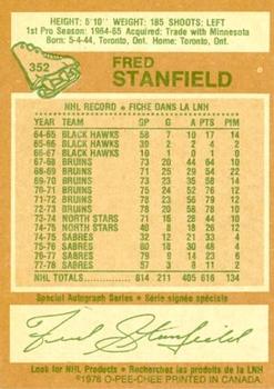 1978-79 O-Pee-Chee #352 Fred Stanfield Back