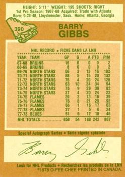 1978-79 O-Pee-Chee #390 Barry Gibbs Back