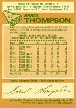 1978-79 O-Pee-Chee #57 Errol Thompson Back