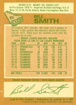 1978-79 O-Pee-Chee #62 Billy Smith Back