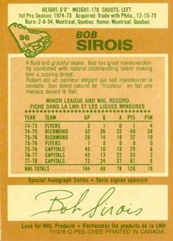 1978-79 O-Pee-Chee #96 Bob Sirois Back