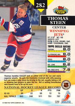 1993-94 Stadium Club - First Day Issue #282 Thomas Steen Back