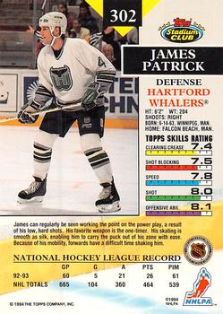 1993-94 Stadium Club - First Day Issue #302 James Patrick Back