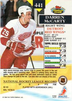 1993-94 Stadium Club - First Day Issue #441 Darren McCarty Back