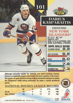 1993-94 Stadium Club O-Pee-Chee #101 Darius Kasparaitis Back