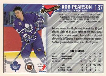 1993-94 Topps Premier - Gold #137 Rob Pearson Back