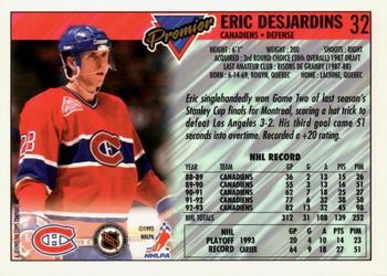 1993-94 Topps Premier - Gold #32 Eric Desjardins Back