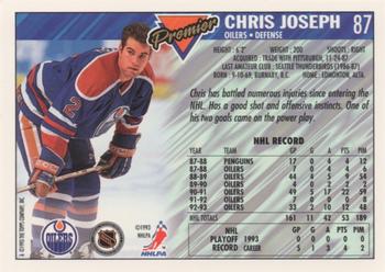 1993-94 Topps Premier - Gold #87 Chris Joseph Back