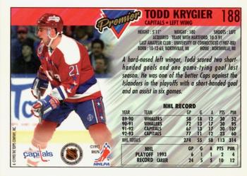 1993-94 Topps Premier - Gold #188 Todd Krygier Back