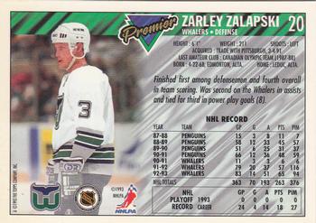 1993-94 Topps Premier - Gold #20 Zarley Zalapski Back